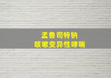 孟鲁司特钠 咳嗽变异性哮喘